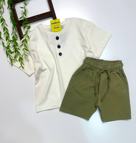 تیشرت پنبه شلوارک کتان ست بچگانه