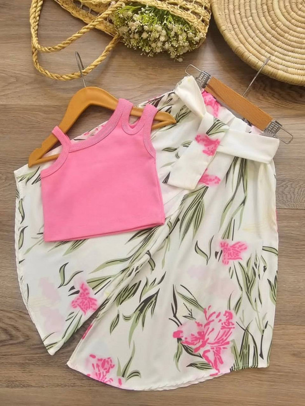 لباس بچگانه ست تابستانه دخترانه بچگانه نخی صورتی